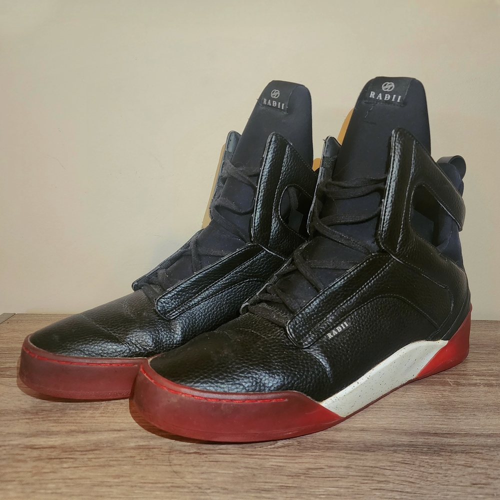 Men's Black and Red High-Top Sneakers